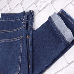 H&M Denim. Dark Blue Hi Waist Button Jeans